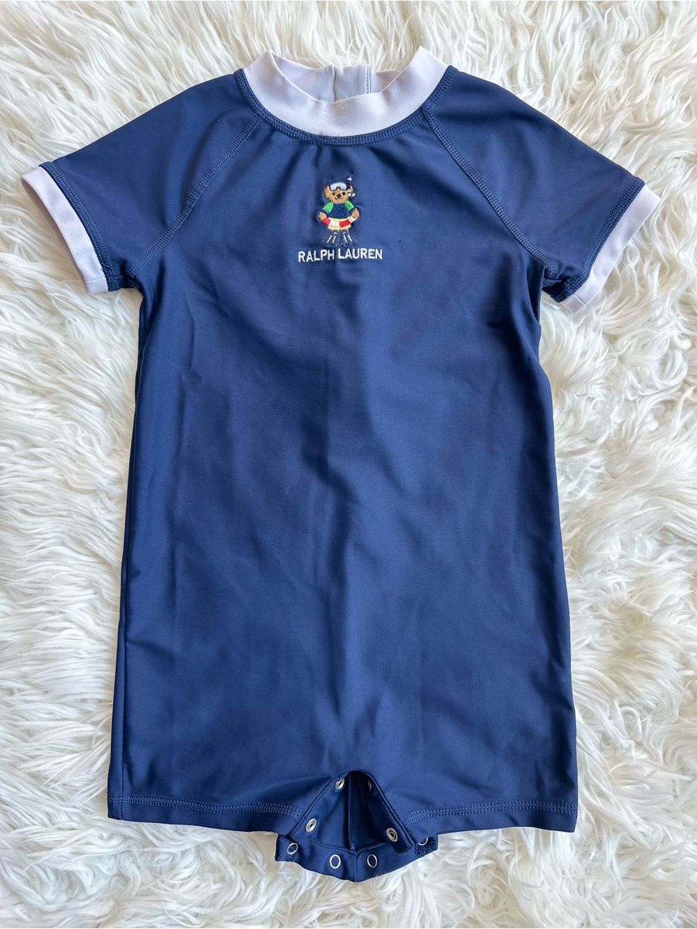 Ralph Lauren Baby Boy Polo Bear Performance Rash Guard Shortall 18–24M | Navy